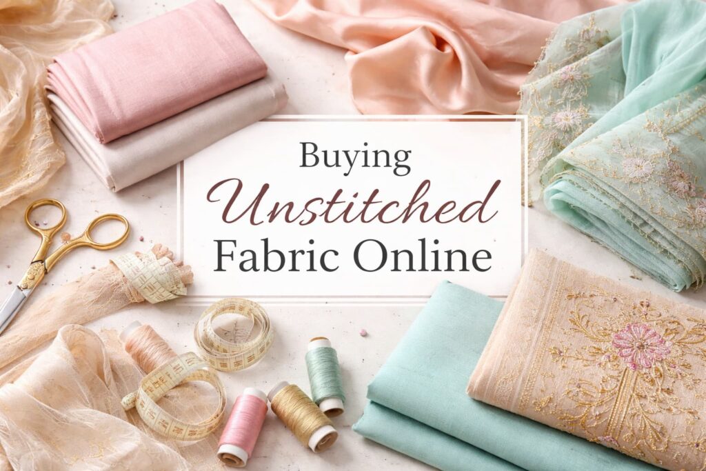 Buying unstitched fabric online guide with cotton, silk, chiffon and tailoring tools