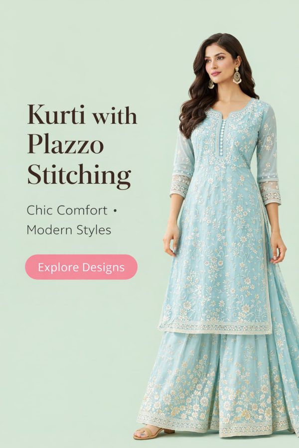 Kurti with Palazzo stitching design for women – custom tailored ethnic outfit