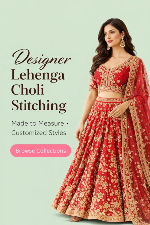 Designer Lehenga Choli stitching design for women – custom bridal and festive outfit